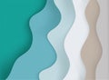 Abstract blue sea and beach summer background with paper waves and seacoast for banner, invitation, poster or web site Royalty Free Stock Photo