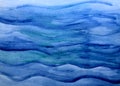 Abstract blue sea water color painting Blue waves