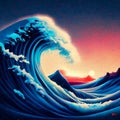 Abstract blue sea wave background. 3d rendering, 3d illustration. AI generated Royalty Free Stock Photo