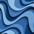 Abstract blue shapes forming a layered, wavy pattern. Curved lines create an illusion of depth and Royalty Free Stock Photo