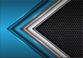 Abstract blue silver arrow on dark gray circle mesh design modern futuristic background vector Royalty Free Stock Photo