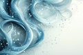 Abstract blue and silver swirling liquid texture with bubbles