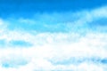 Abstract blue sky with tiny clouds in watercolor background. Royalty Free Stock Photo
