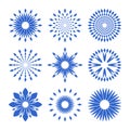 Abstract Blue Snowflake, Flower and Star Icons. Design Elements Set Royalty Free Stock Photo