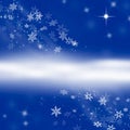 Abstract Blue Snowflake Winter Background with Copy Space