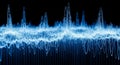 Abstract blue sound wave visualization on a black background audio music Royalty Free Stock Photo