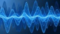Abstract blue sound wave visualization with intricate flowing lines and a dark gradient background Keywords: sound Royalty Free Stock Photo