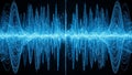 Abstract blue sound wave visualization with intricate glowing patterns Royalty Free Stock Photo
