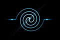 Abstract blue spiral line and swirl motion twisting circles with light effect on black background