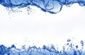 Abstract blue splashing water as picture frame Royalty Free Stock Photo