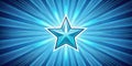 Abstract blue starburst background with shining five-pointed star. Generative AI Royalty Free Stock Photo