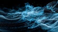 Abstract blue swirling cloud of connected dots on a black backdrop with cinematic lighting. Royalty Free Stock Photo