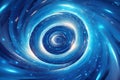 Abstract blue swirling twisted vortex energy magical cosmic galactic bright glowing spinning tunnel made of lines, background Royalty Free Stock Photo