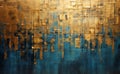 Turquoise and Golden Grunge Texture Background. Royalty Free Stock Photo