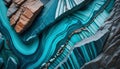 Abstract blue and teal patterns with stone textures flow in waves Royalty Free Stock Photo