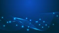Abstract blue technology background with glowing digital wave lines, connecting network dots, and grid pattern for cyber security Royalty Free Stock Photo