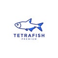 Abstract blue tetra fish logo