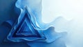 Abstract blue triangular forms intertwined with flowing paper waves creating a serene and modern artistic composition. Generative Royalty Free Stock Photo