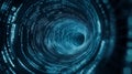 Abstract blue tunnel with binary code, a futuristic journey into data and technology Royalty Free Stock Photo