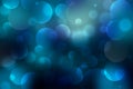 Abstract blue turquoise bokeh background. Blurred glow lights. Dreamy vector backdrop. Defocused shiny circles and dots Royalty Free Stock Photo