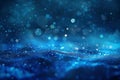 Abstract blue underwater background with bokeh lights and particles, dark blue texture Royalty Free Stock Photo