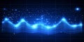 Abstract Blue Vector Graph With Dramatic Rises. Glowing Points, Grid. Vector Art Representation. Royalty Free Stock Photo