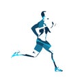 Abstract blue vector runner. Running man Royalty Free Stock Photo