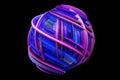 Abstract blue-violet ball, modern graphic design. 3D render, 3D illustration. copy space