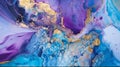 Abstract blue, violet and gold glitter color background. Marble texture. Alcohol ink colors Royalty Free Stock Photo