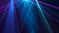 Abstract blue and violet laser light from top. Copy space, product placement background, 3D rendering