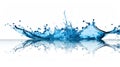 Abstract blue water splash with drops and reflection on white background design generative AI Royalty Free Stock Photo