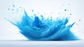 Abstract blue water splash isolated on white background. 3d render illustration Generative AI Royalty Free Stock Photo