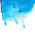 Blue watercolor background with dripping blue color on white Royalty Free Stock Photo