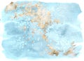 Abstract blue watercolor backround with dutch gold Royalty Free Stock Photo