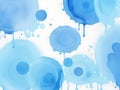 Abstract Blue Watercolor Circles: A Serene Dripping Design Royalty Free Stock Photo
