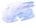 Abstract blue watercolor hand painted brush stroke on white paper