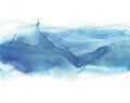 Watercolor absrtract blue wave