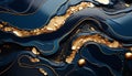 Abstract blue wave design on shiny gold backdrop generated by AI Royalty Free Stock Photo