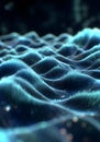 Abstract Blue Wave Landscape Of Digital Data Peaks And Glowing Mesh Grids Royalty Free Stock Photo