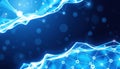 Abstract Blue Wave Network Background with Glowing Lines Royalty Free Stock Photo