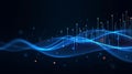 Abstract Blue Wave Network with Connected Data Points Representing Connectivity and Communication Technology Innovation and Royalty Free Stock Photo