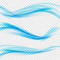 Abstract Blue Wave Set on Transparent Background. Vector Illustration Royalty Free Stock Photo