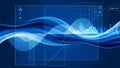 Abstract blue waves and financial charts representing data flow and analysis Royalty Free Stock Photo