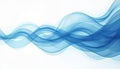 Abstract blue waves flow across white background. Smooth flowing lines create dynamic motion and energy. Modern digital art Royalty Free Stock Photo