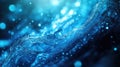 Abstract blue waves flowing with sparkling digital data particles Royalty Free Stock Photo