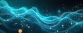 Abstract blue waves with glowing particles, representing energy flow and digital network connections. Cosmic light forms a Royalty Free Stock Photo