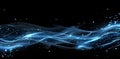 Abstract Blue Waves with Light Particles on Black Background Royalty Free Stock Photo