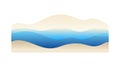 Abstract Blue Waves and Sandy Beach Landscape Illustration, vector design Generative AI Royalty Free Stock Photo