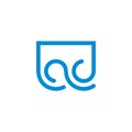 Abstract blue wavy curves line geometric line emblem logo vector Royalty Free Stock Photo