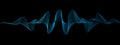 Abstract blue wavy lines of the sound wave. Dynamic pulsating wave. Musical concept, symbols of the frequency of digital